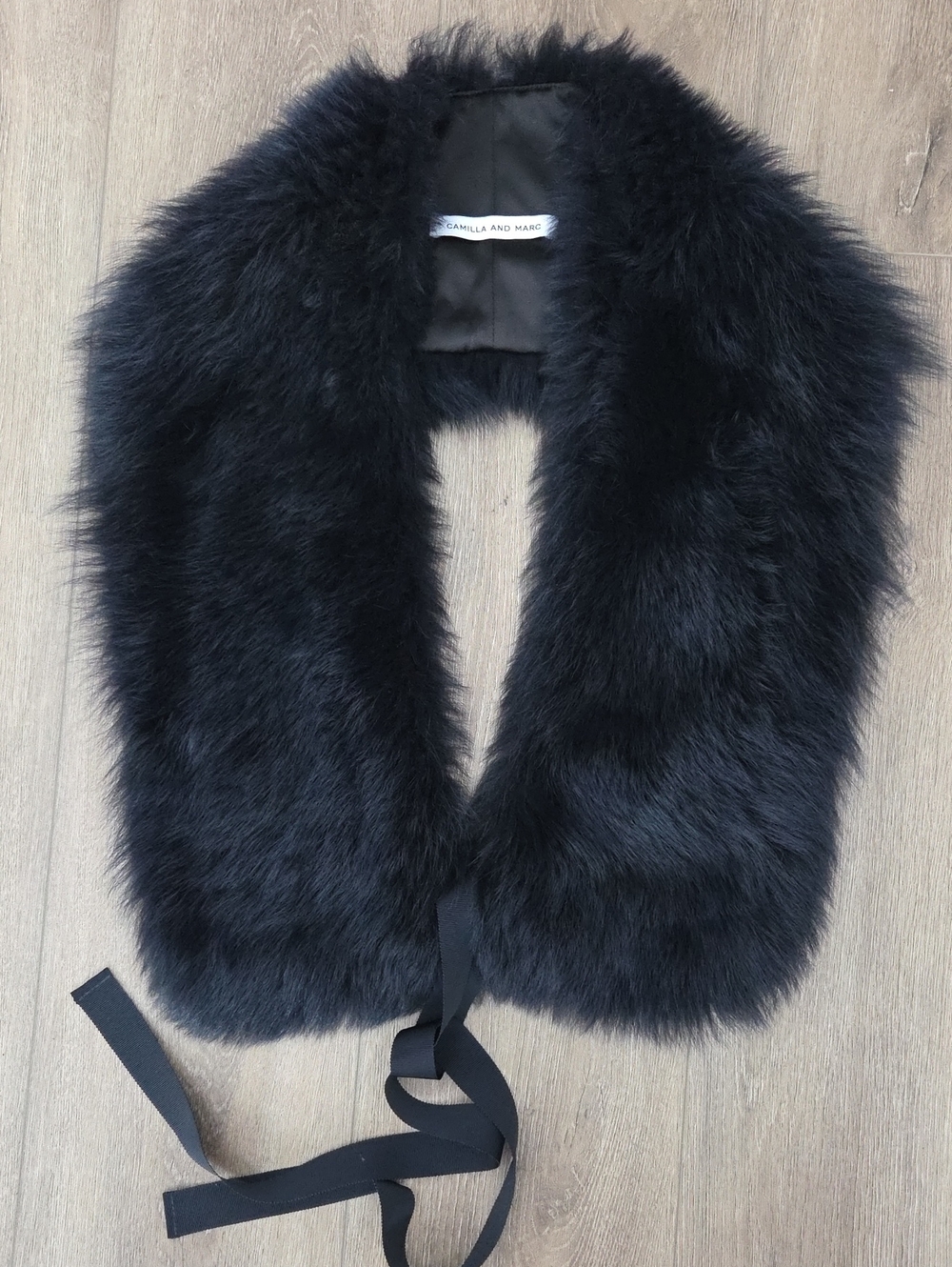 camilla & marc Dark Navy Faux Fur Collar With Ribbon